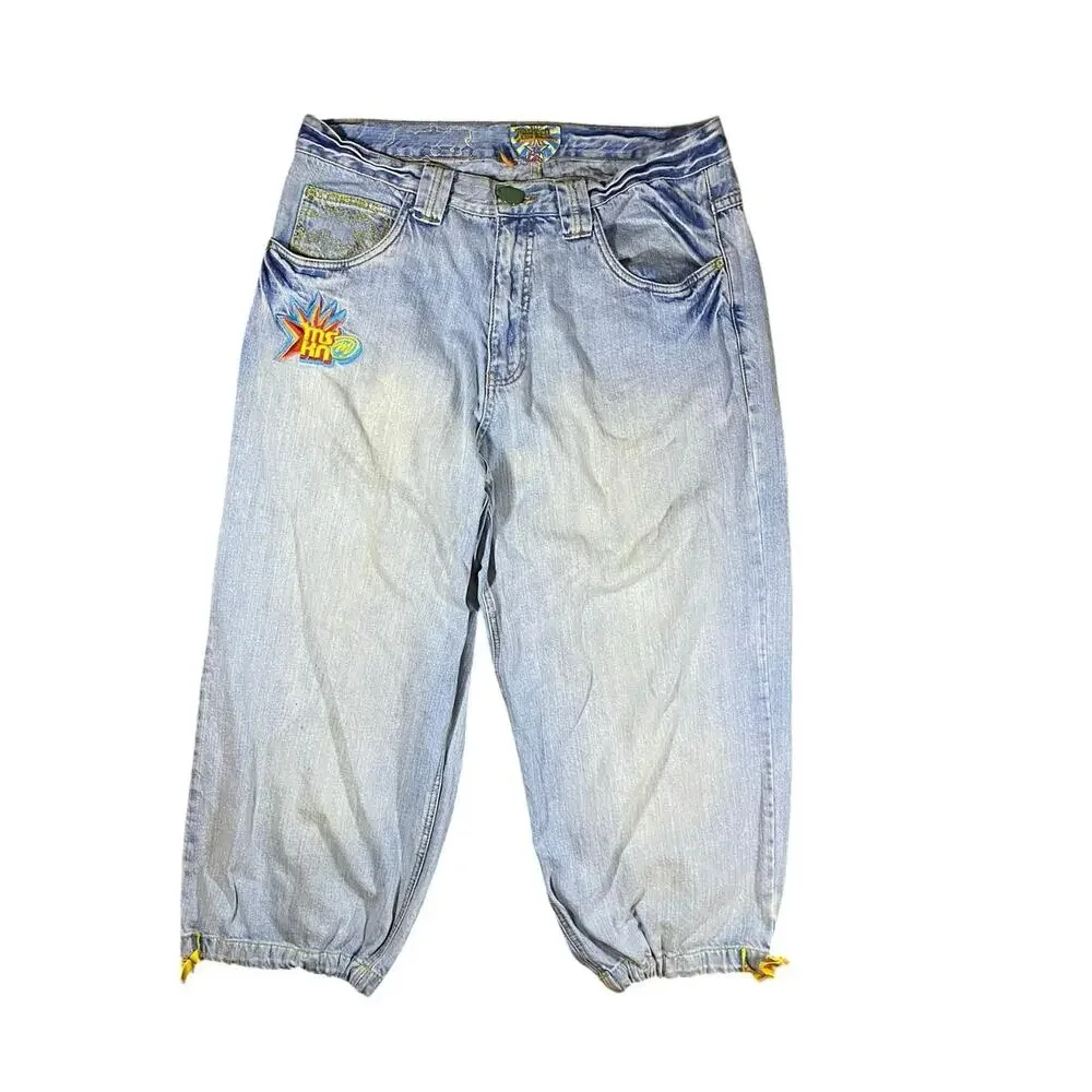 Y2K Miskeen Sandblast Embroidered Cropped Cinch Pants - 34